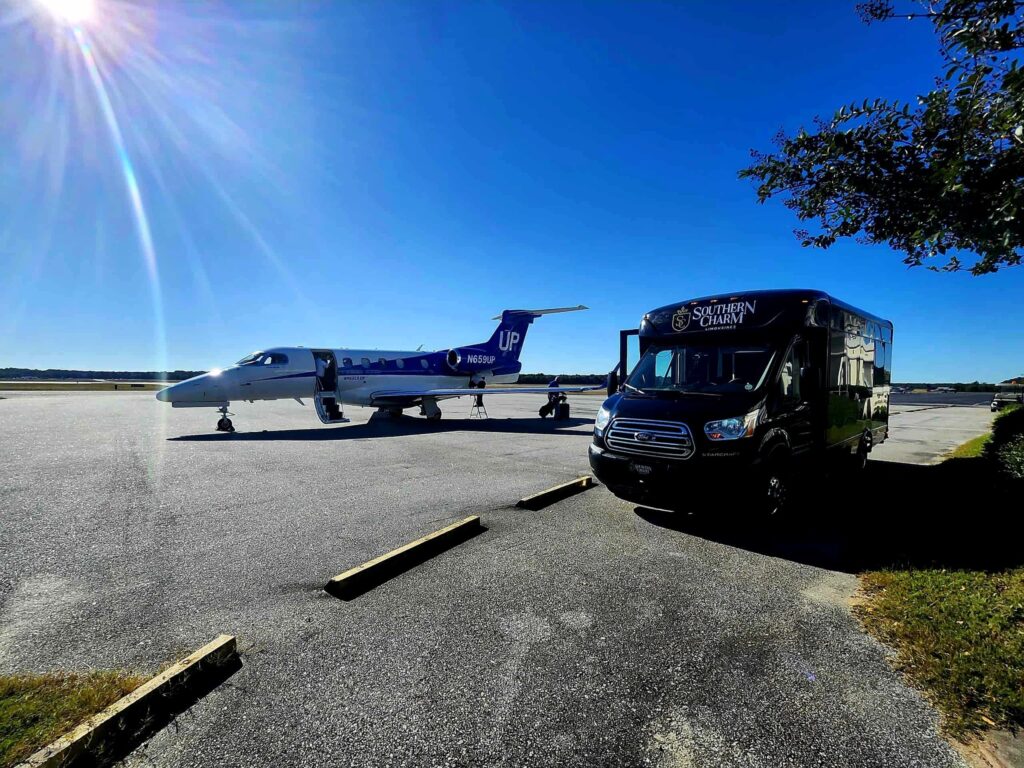 Private jet and Southern Charm limo service at Pawleys Island airport