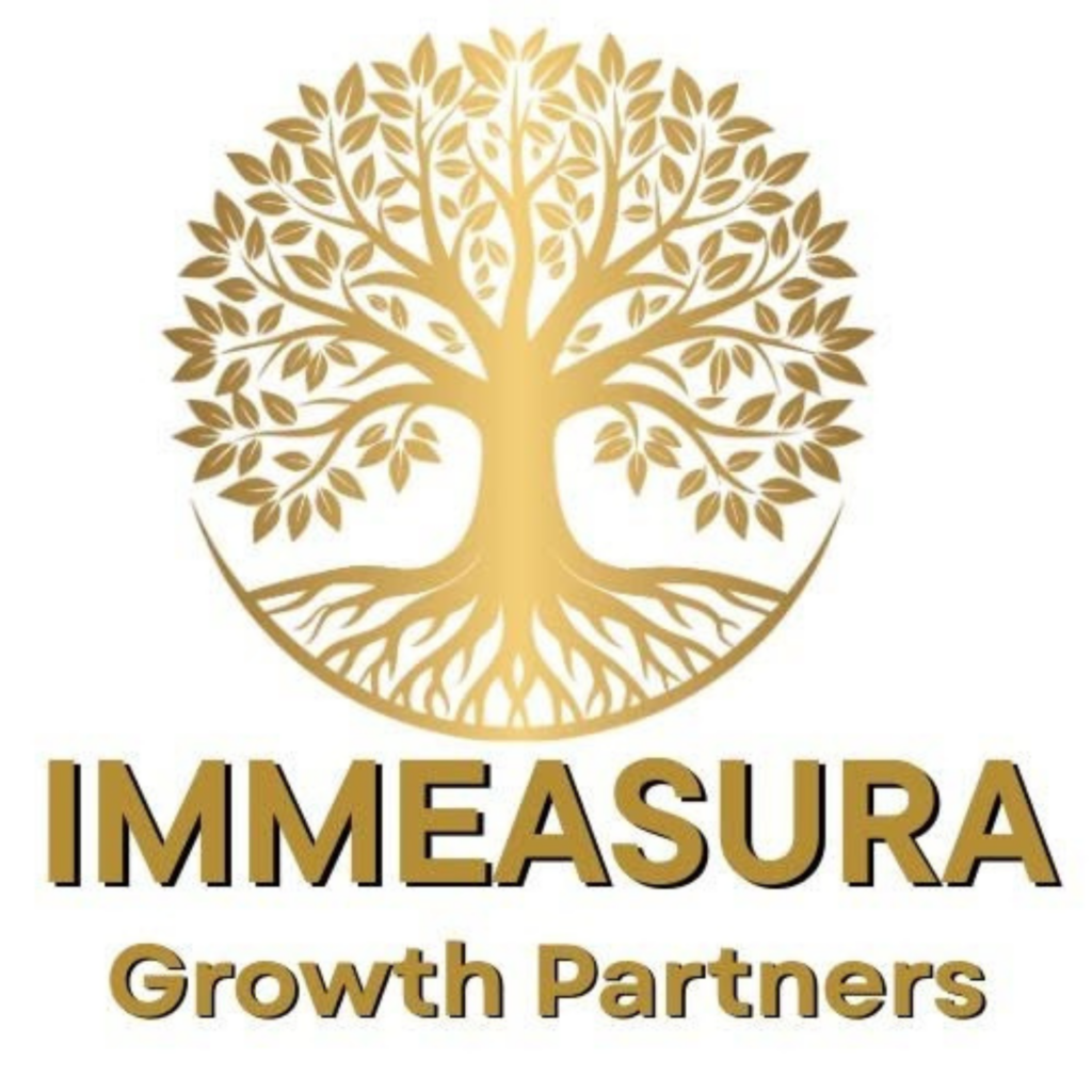 IMMEASURA Growth Partners logo: golden tree of life with roots and text.