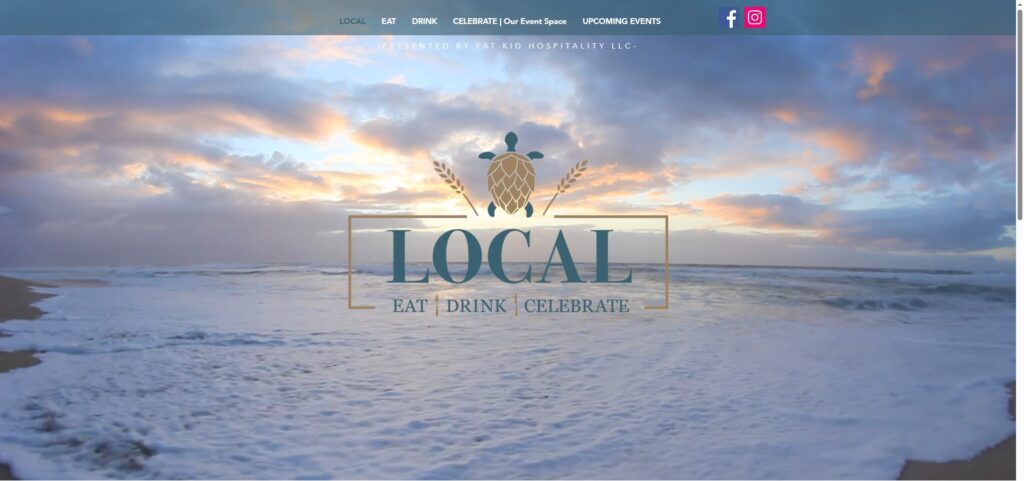 LOCAL Eat Drink Celebrate logo with a sea turtle and ocean waves